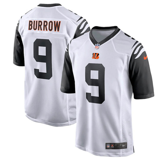 Men's Cincinnati Bengals #9 Joe Burrow White Stitched Game Jersey